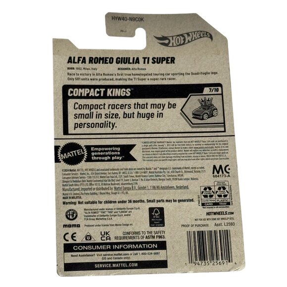 Hot Wheels Compact Kings Alfa Romeo Giulia TI Super Red 7/10 New 2025 NOC - Picture 5 of 5
